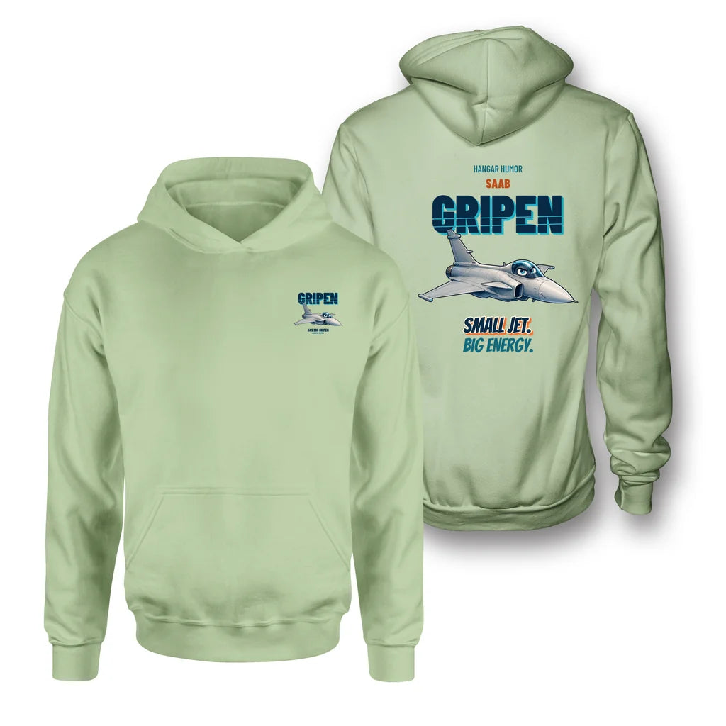 Saab JAS 39C Gripen - Small jet. Big energy. - Double-Side Hoodie design on light green double side hoodie