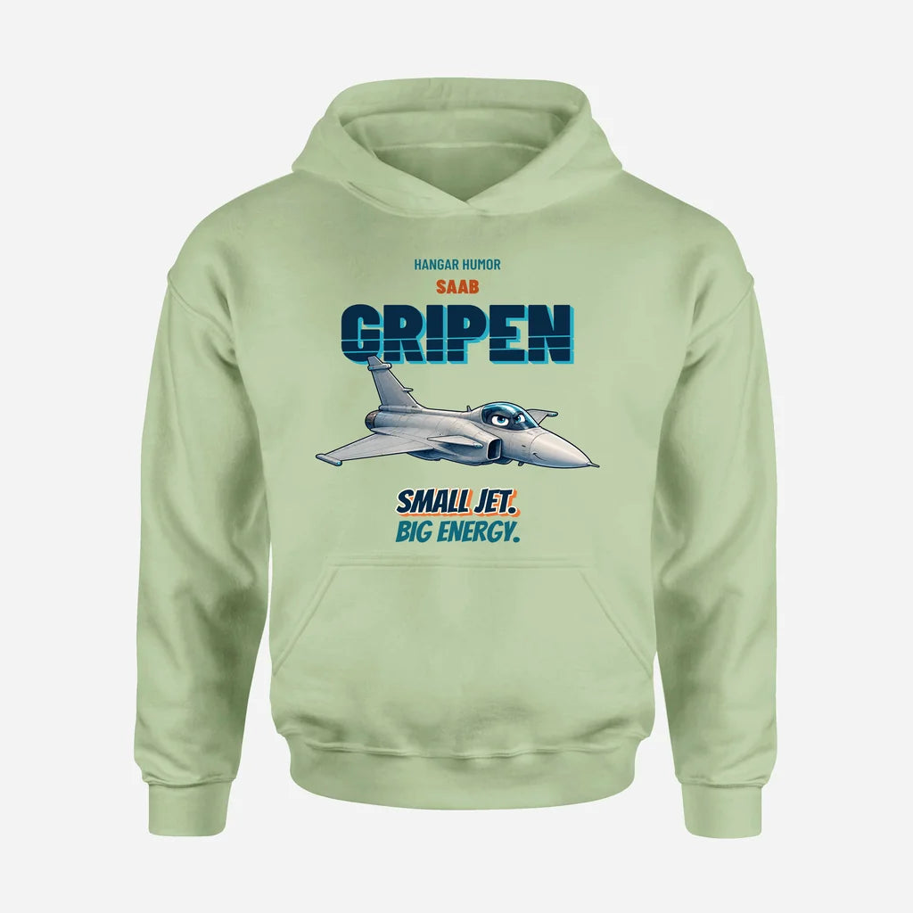 Saab JAS 39C Gripen - Small jet. Big energy. design on light green hoodie single side