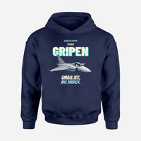 Thumbnail for Saab JAS 39C Gripen - Small jet. Big energy. design on navy blue hoodie single side