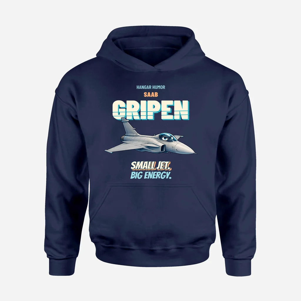 Saab JAS 39C Gripen - Small jet. Big energy. design on navy blue hoodie single side