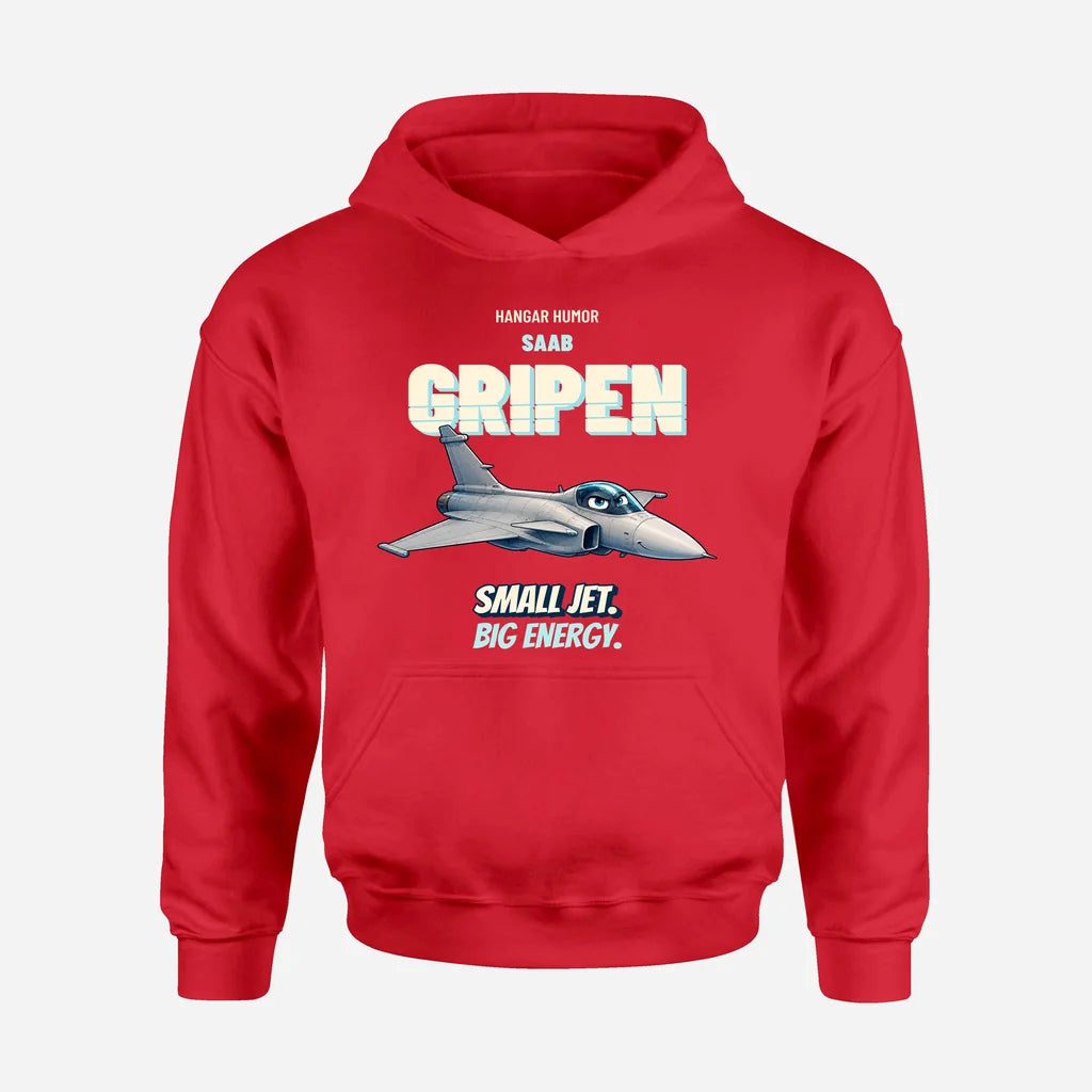 Saab JAS 39C Gripen - Small jet. Big energy. design on red hoodie single side