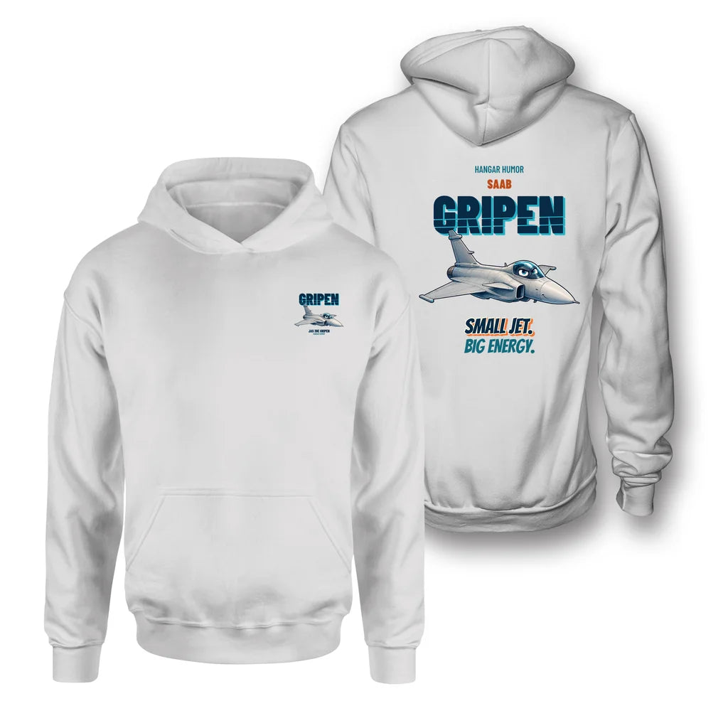 Saab JAS 39C Gripen - Small jet. Big energy. - Double-Side Hoodie design on white double side hoodie