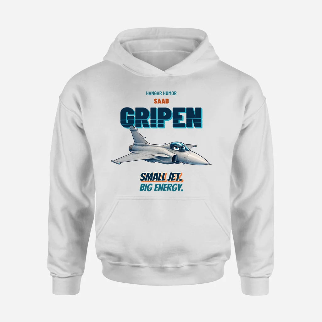 Saab JAS 39C Gripen - Small jet. Big energy. design on white hoodie single side