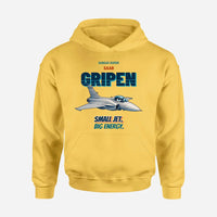 Thumbnail for Saab JAS 39C Gripen - Small jet. Big energy. design on yellow hoodie single side