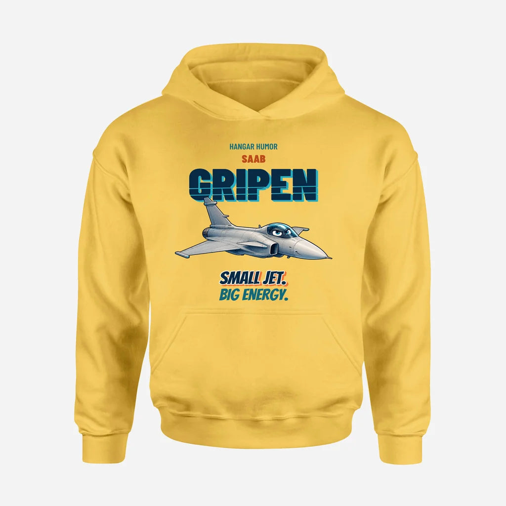 Saab JAS 39C Gripen - Small jet. Big energy. design on yellow hoodie single side