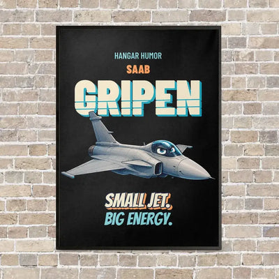 Saab JAS 39C Gripen - Small jet. Big energy. vertical canvas print - framed - black background