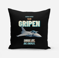 Thumbnail for Saab JAS 39C Gripen - Small jet. Big energy. design on black pillow