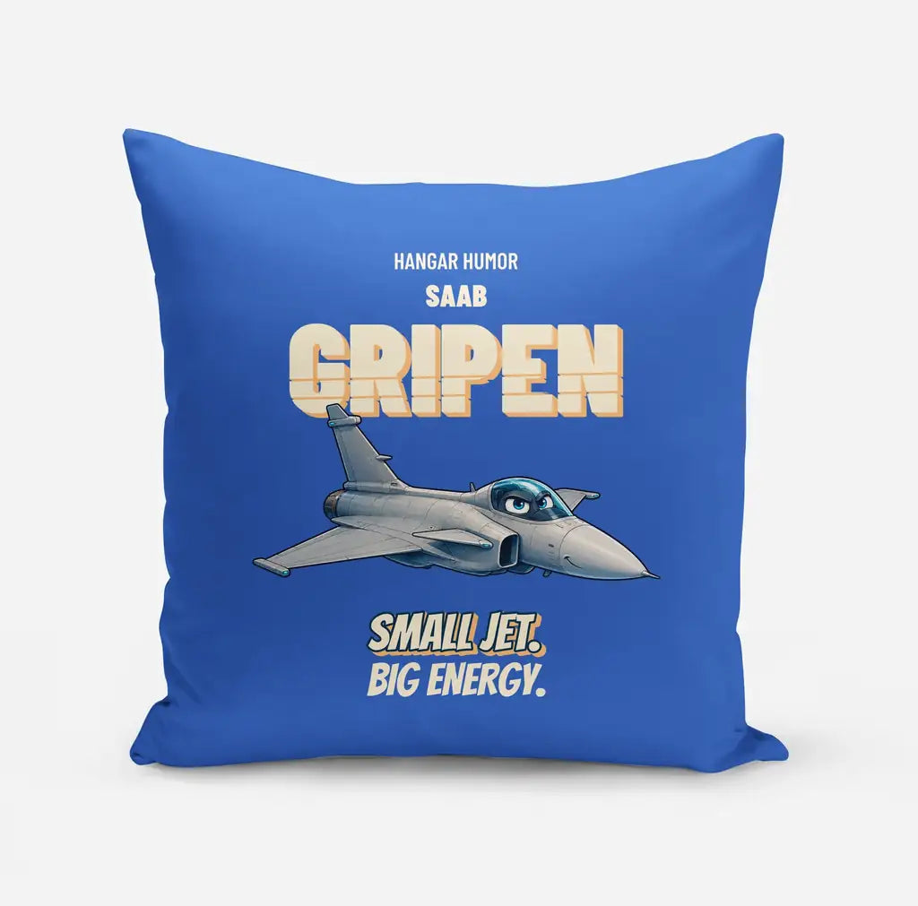 Saab JAS 39C Gripen - Small jet. Big energy. design on blue pillow