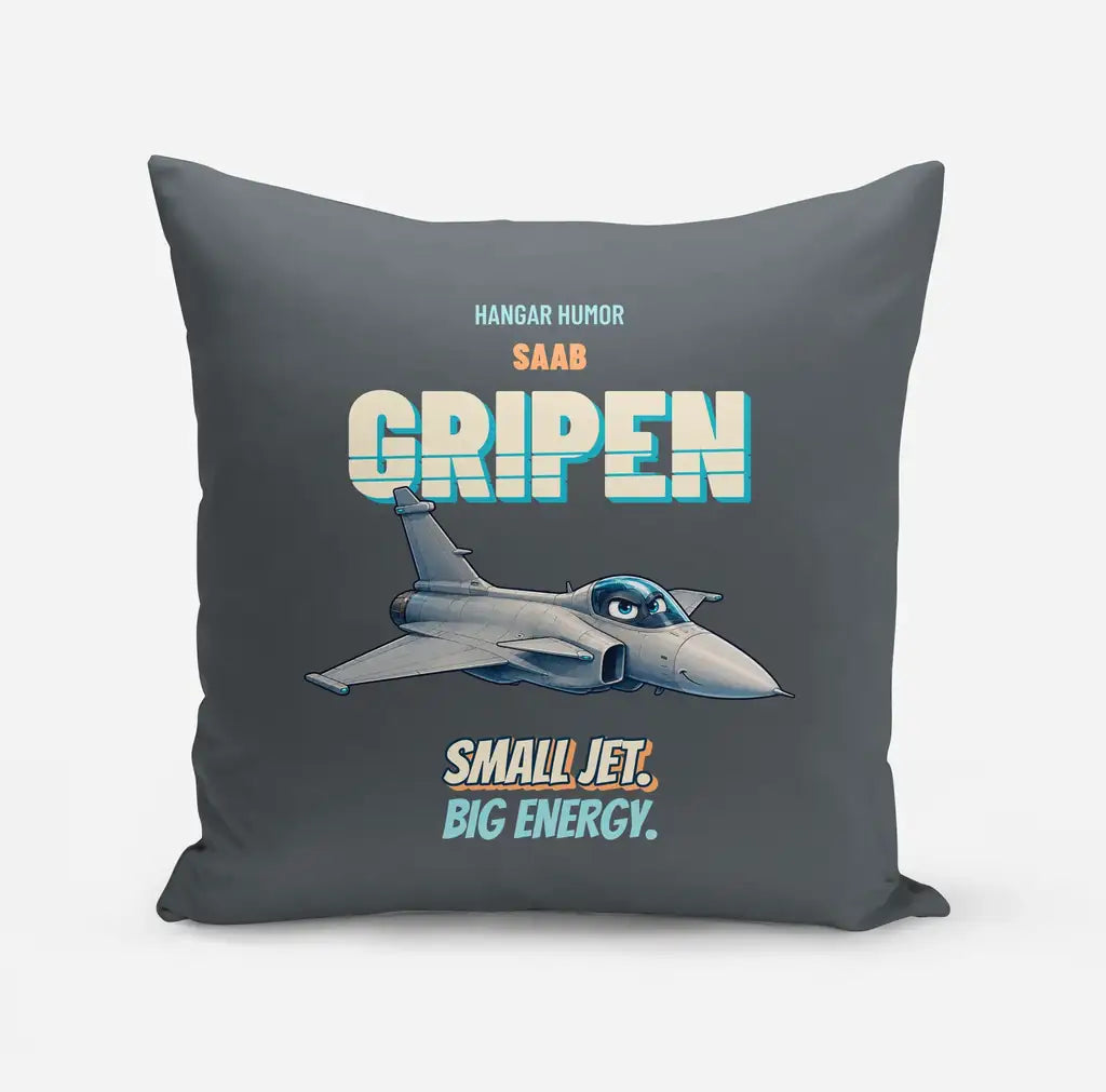 Saab JAS 39C Gripen - Small jet. Big energy. design on gray pillow