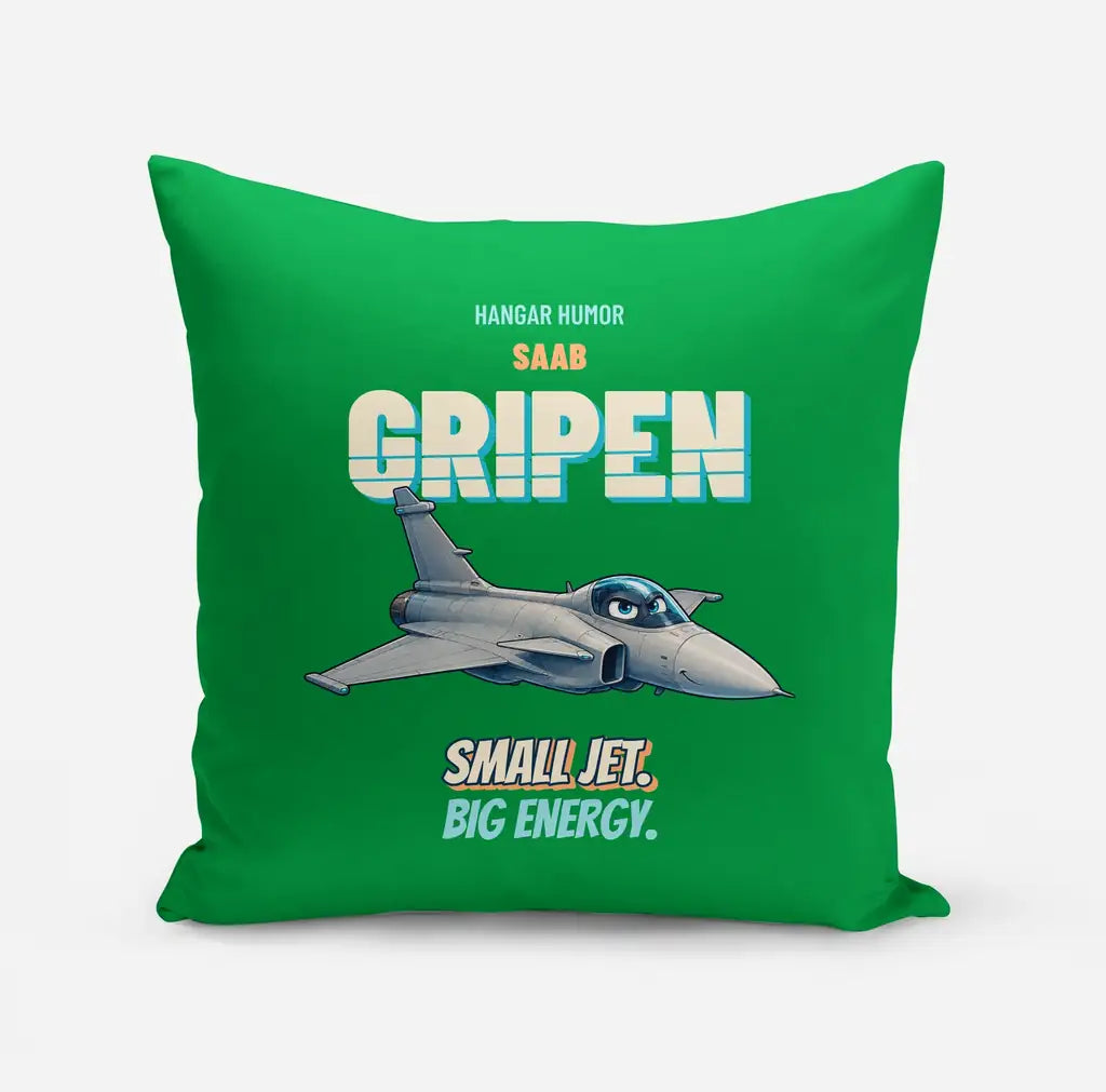 Saab JAS 39C Gripen - Small jet. Big energy. design on green pillow