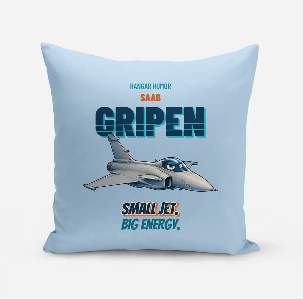 Saab JAS 39C Gripen - Small jet. Big energy. design on light blue pillow