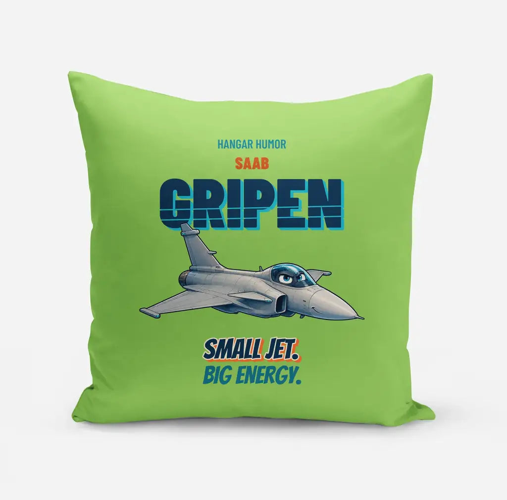 Saab JAS 39C Gripen - Small jet. Big energy. design on light green pillow