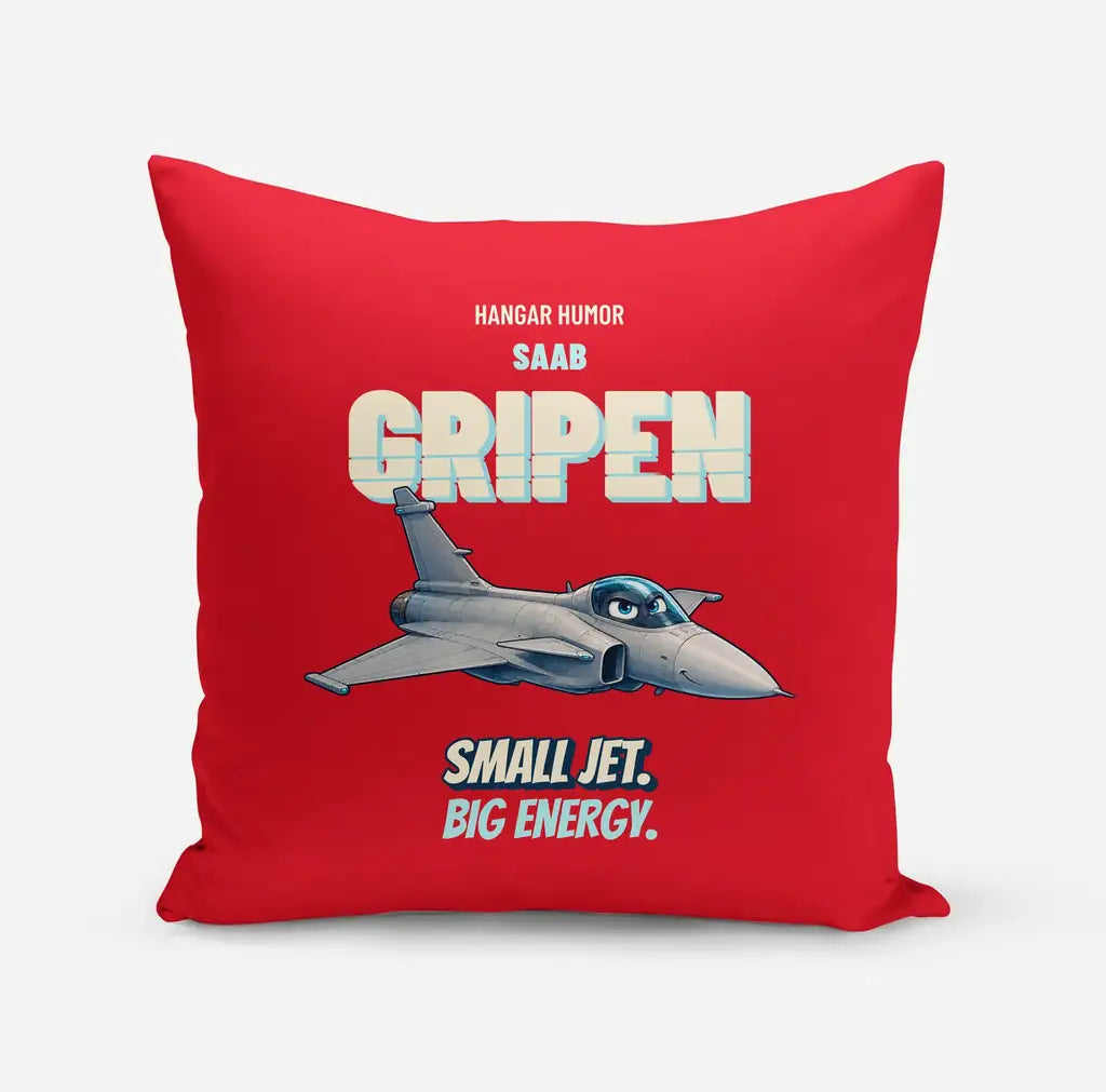 Saab JAS 39C Gripen - Small jet. Big energy. design on red pillow