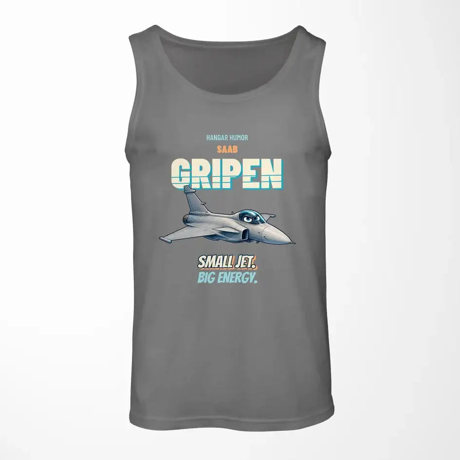 Saab JAS 39C Gripen - Small jet. Big energy. design on gray tank top