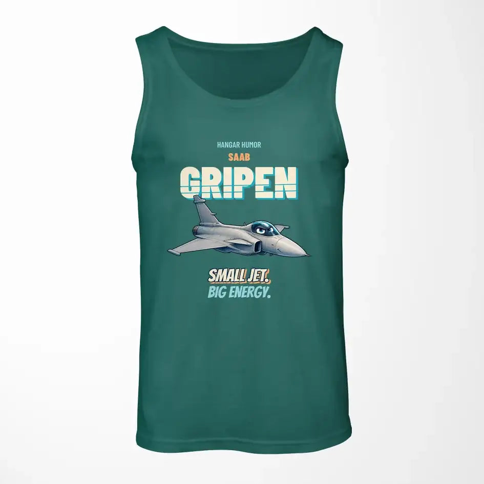 Saab JAS 39C Gripen - Small jet. Big energy. design on green tank top