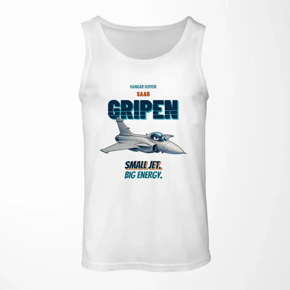 Saab JAS 39C Gripen - Small jet. Big energy. design on white tank top