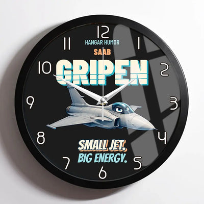 Saab JAS 39C Gripen - Small jet. Big energy. design on black framed wall clock