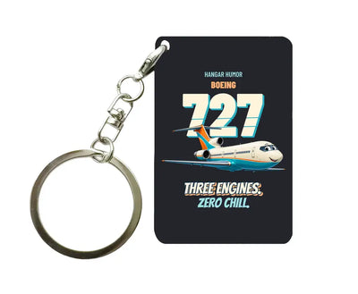 Boeing 727-200 - Three engines. Zero chill. design on black key chain