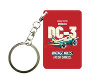 Thumbnail for Douglas DC-3 - Vintage miles. Fresh smiles. design on red key chain