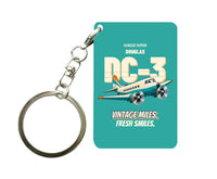 Thumbnail for Douglas DC-3 - Vintage miles. Fresh smiles. design on turquoise key chain