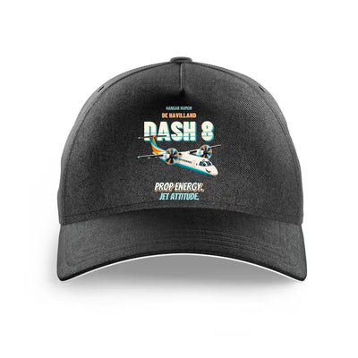 De Havilland Dash 8-400 - Prop energy. Jet attitude. design on black printed hat