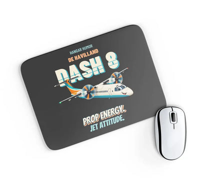 De Havilland Dash 8-400 - Prop energy. Jet attitude. design on black rectangle mouse pad