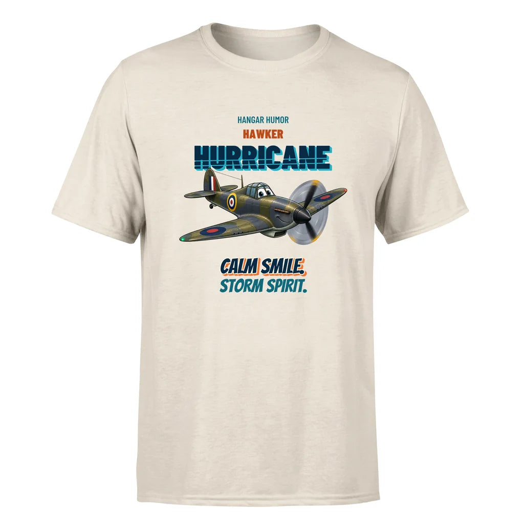 Hawker Hurricane Mk I - Calm smile. Storm spirit. - Premium T-Shirt design on beige premium t shirt