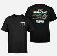 Thumbnail for Hawker Hurricane Mk I - Calm smile. Storm spirit. - Double-Side T-Shirt design on black double side t shirt