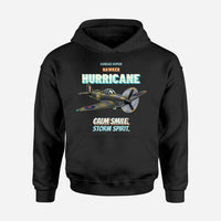 Thumbnail for Hawker Hurricane Mk I - Calm smile. Storm spirit. design on black hoodie single side