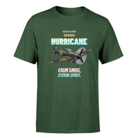 Thumbnail for Hawker Hurricane Mk I - Calm smile. Storm spirit. - Premium T-Shirt design on darkgreen premium t shirt