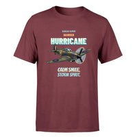 Thumbnail for Hawker Hurricane Mk I - Calm smile. Storm spirit. - Premium T-Shirt design on darkred premium t shirt