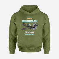 Thumbnail for Hawker Hurricane Mk I - Calm smile. Storm spirit. design on green army hoodie single side