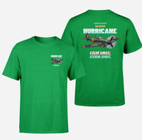 Thumbnail for Hawker Hurricane Mk I - Calm smile. Storm spirit. - Double-Side T-Shirt design on green double side t shirt