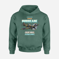 Thumbnail for Hawker Hurricane Mk I - Calm smile. Storm spirit. design on green hoodie single side