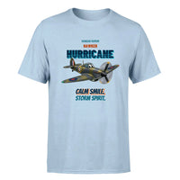 Thumbnail for Hawker Hurricane Mk I - Calm smile. Storm spirit. - Premium T-Shirt design on lightblue premium t shirt
