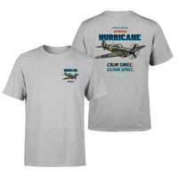 Thumbnail for Hawker Hurricane Mk I - Calm smile. Storm spirit. - Double-Side T-Shirt design on lightgray double side t shirt