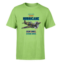 Thumbnail for Hawker Hurricane Mk I - Calm smile. Storm spirit. - Premium T-Shirt design on lightgreen premium t shirt