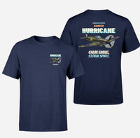 Thumbnail for Hawker Hurricane Mk I - Calm smile. Storm spirit. - Double-Side T-Shirt design on navyblue double side t shirt