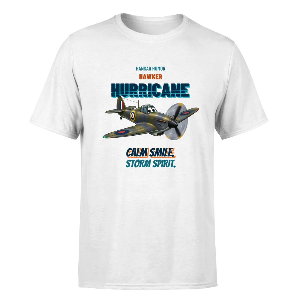 Hawker Hurricane Mk I - Calm smile. Storm spirit. - Premium T-Shirt design on white premium t shirt