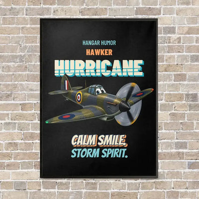 Hawker Hurricane Mk I - Calm smile. Storm spirit. vertical canvas print - framed - black background