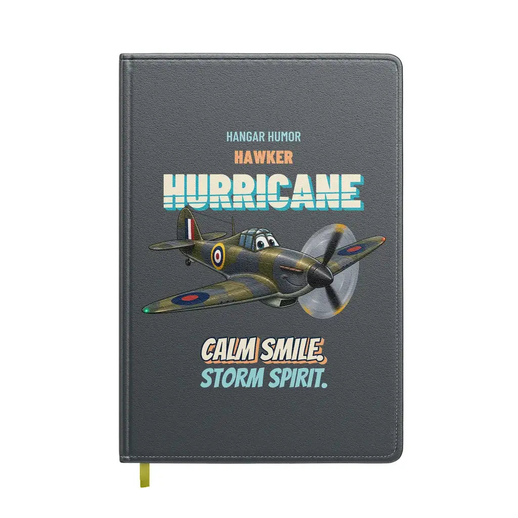 Hawker Hurricane Mk I - Calm smile. Storm spirit. design on gray notebook