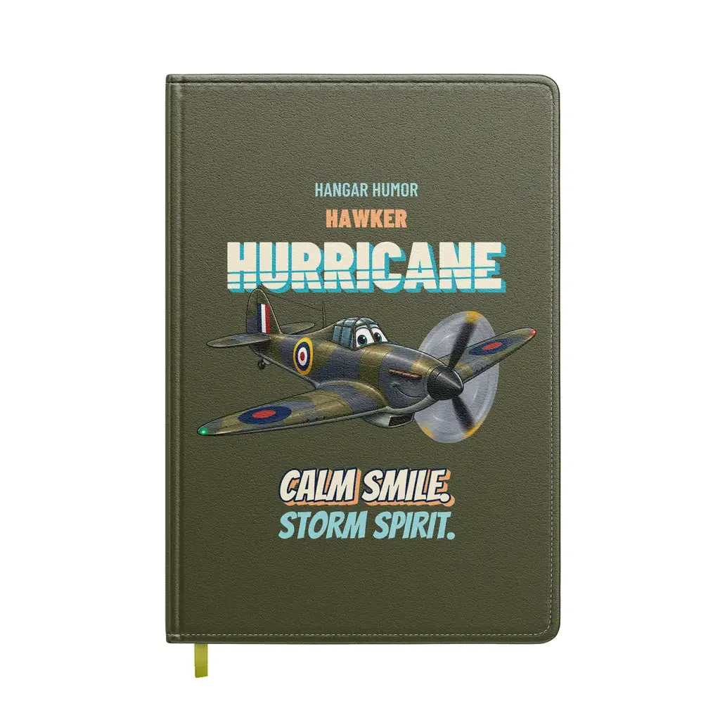 Hawker Hurricane Mk I - Calm smile. Storm spirit. design on green army notebook
