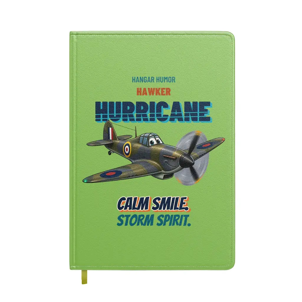 Hawker Hurricane Mk I - Calm smile. Storm spirit. design on light green notebook