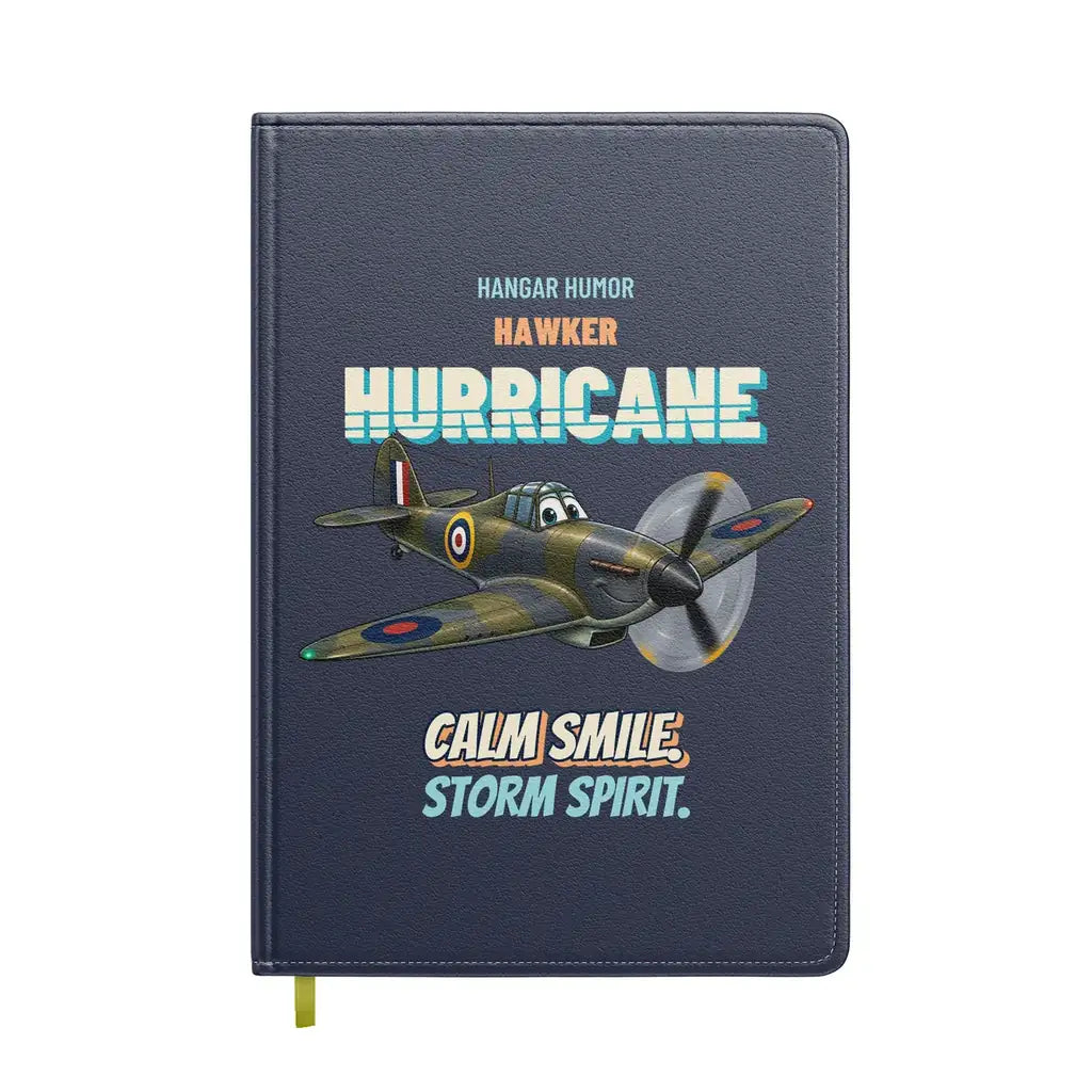 Hawker Hurricane Mk I - Calm smile. Storm spirit. design on navy blue notebook