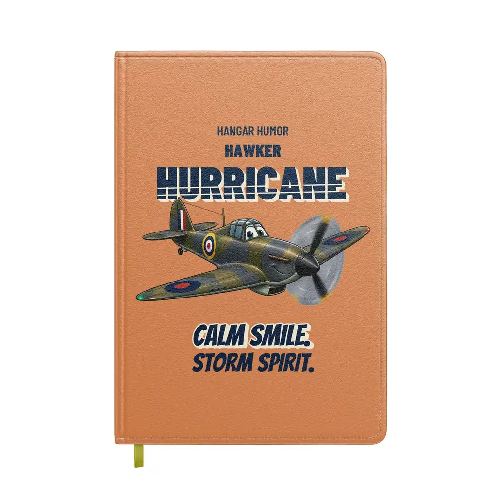 Hawker Hurricane Mk I - Calm smile. Storm spirit. design on orange notebook
