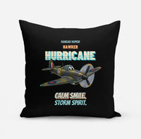 Thumbnail for Hawker Hurricane Mk I - Calm smile. Storm spirit. design on black pillow