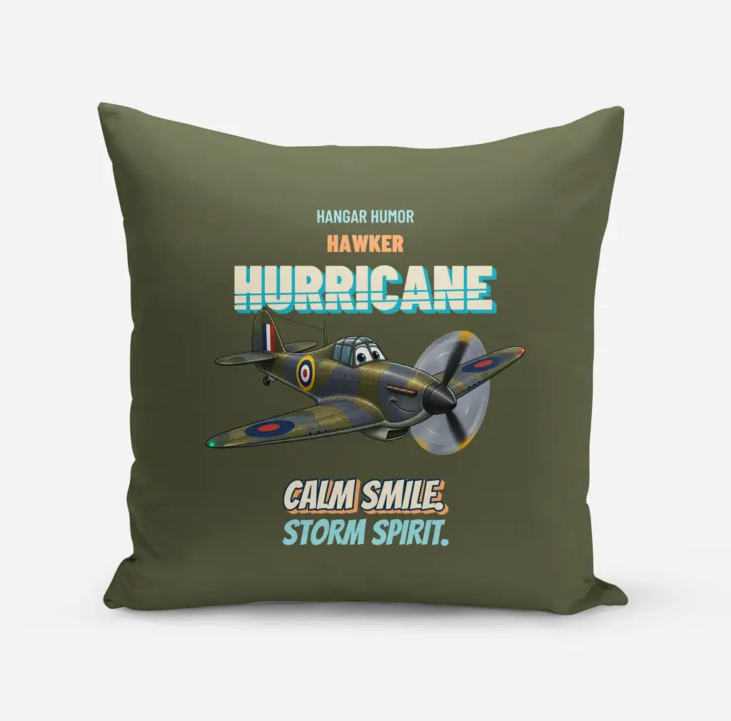 Hawker Hurricane Mk I - Calm smile. Storm spirit. design on green army pillow