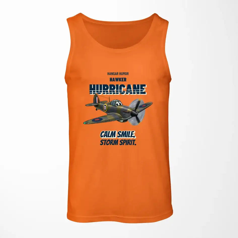 Hawker Hurricane Mk I - Calm smile. Storm spirit. design on orange tank top