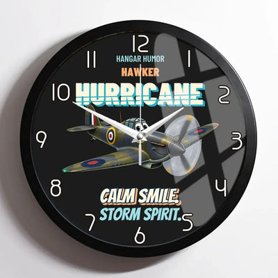 Hawker Hurricane Mk I - Calm smile. Storm spirit. design on black framed wall clock