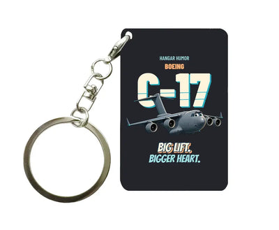 Boeing C-17A Globemaster III - Big lift. Bigger heart. design on black key chain